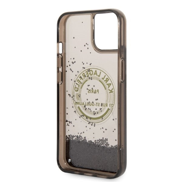 Puzdro pre Apple iPhone 14 Plus, Karl Lagerfeld, Liquid Glitter RSG, Čierne