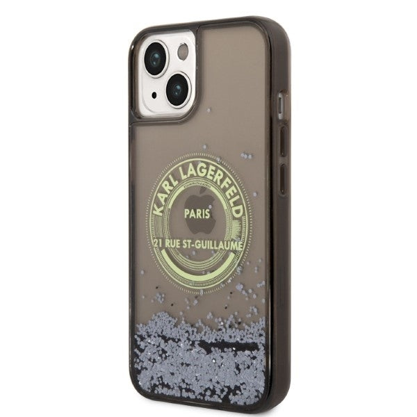 Puzdro pre Apple iPhone 14 Plus, Karl Lagerfeld, Liquid Glitter RSG, Čierne