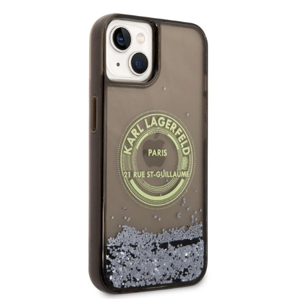 Puzdro pre Apple iPhone 14 Plus, Karl Lagerfeld, Liquid Glitter RSG, Čierne