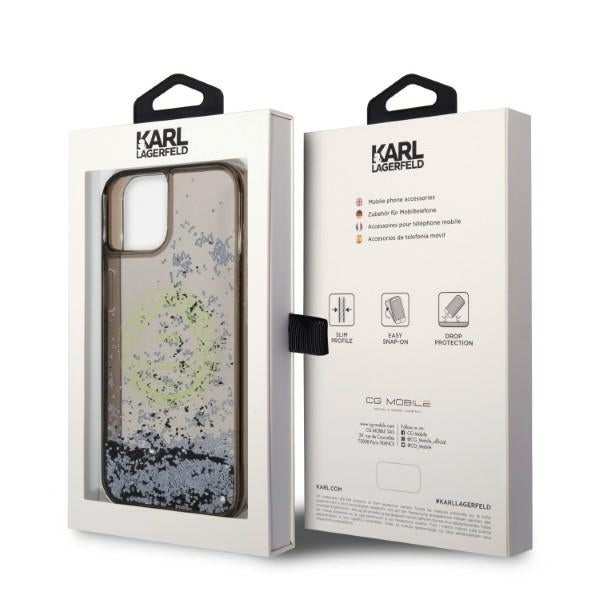 Puzdro pre Apple iPhone 14 Plus, Karl Lagerfeld, Liquid Glitter RSG, Čierne
