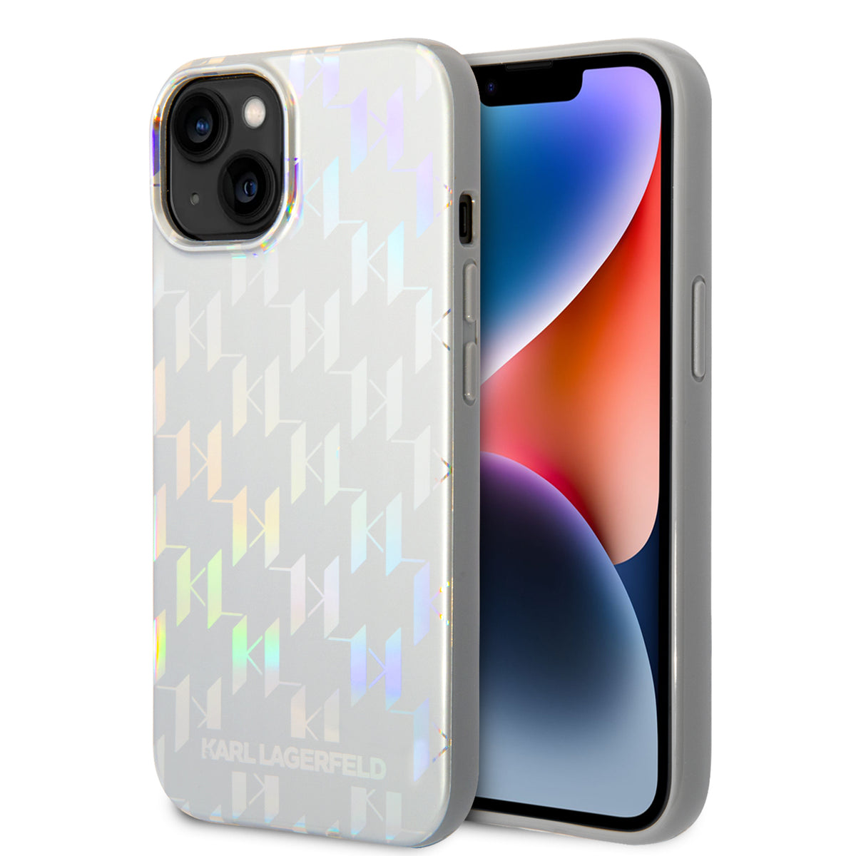 Puzdro pre Apple iPhone 14 Plus, Karl Lagerfeld, Monogram Iridescent, Strieborné