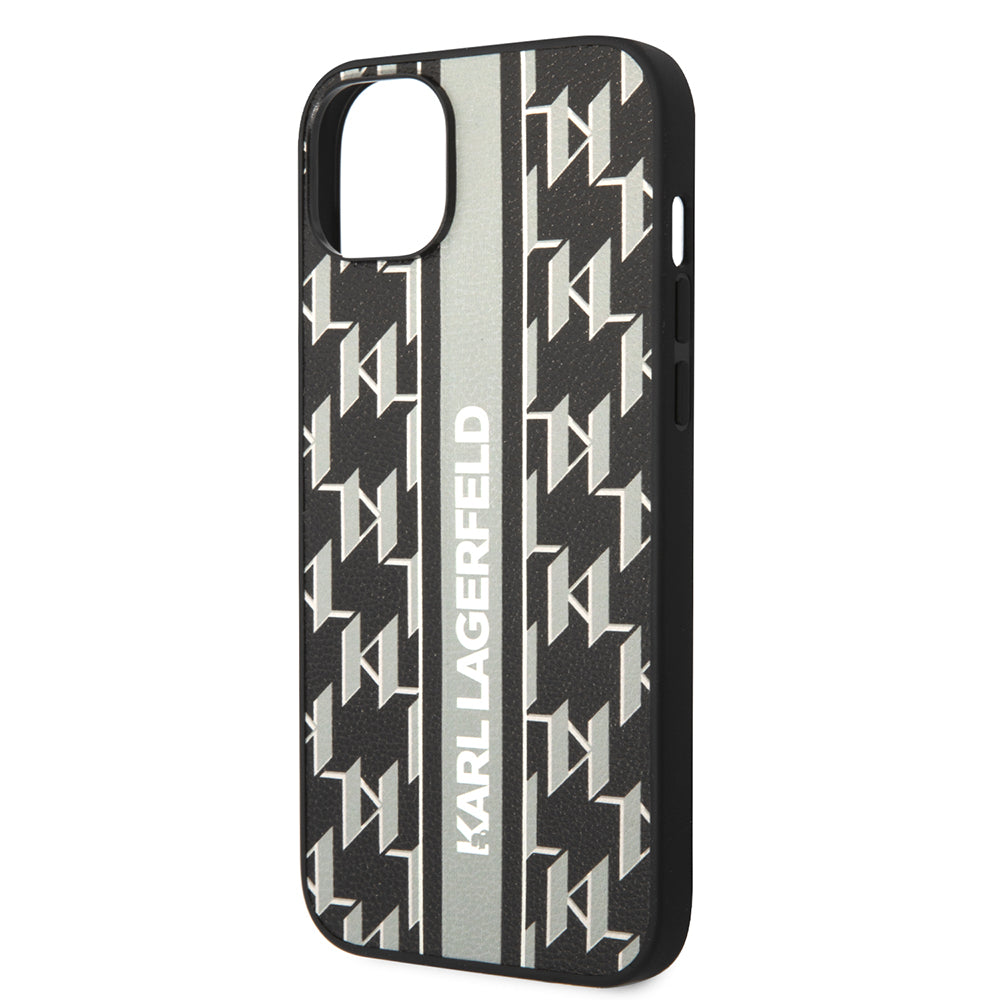 Puzdro pre Apple iPhone 14 Plus, Karl Lagerfeld, Monogram Stripe, Sivá