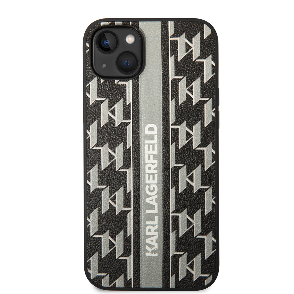 Puzdro pre Apple iPhone 14 Plus, Karl Lagerfeld, Monogram Stripe, Sivá