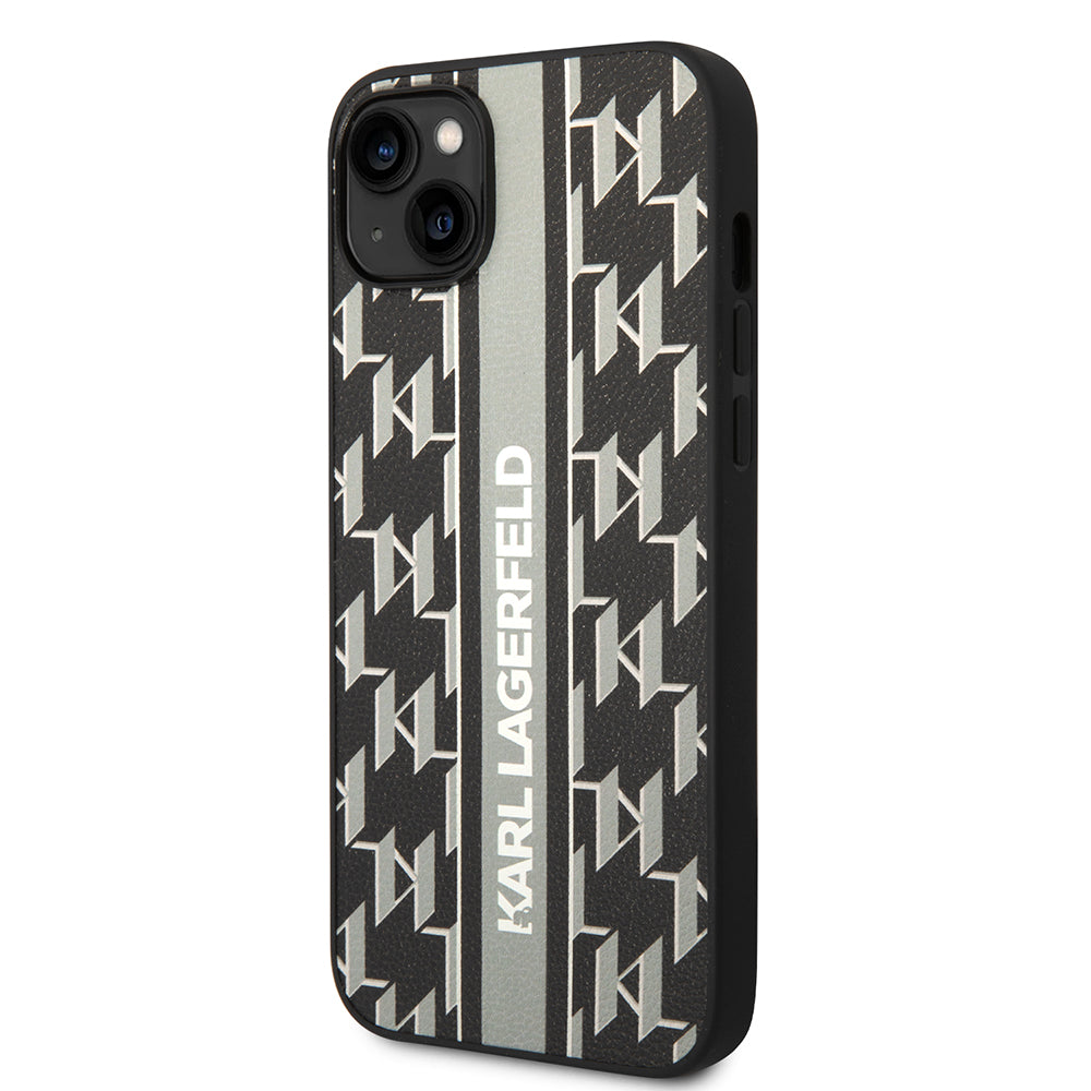 Puzdro pre Apple iPhone 14 Plus, Karl Lagerfeld, Monogram Stripe, Sivá