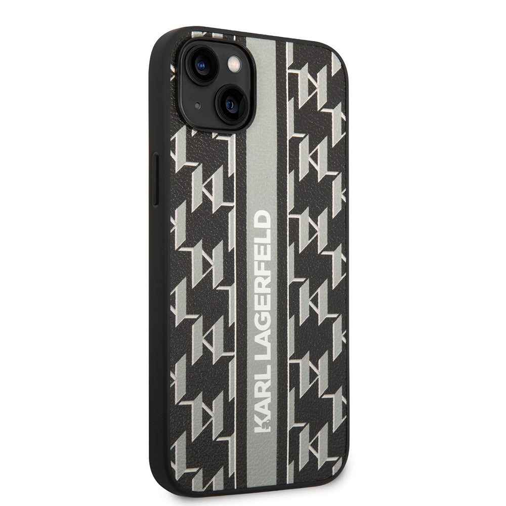Puzdro pre Apple iPhone 14 Plus, Karl Lagerfeld, Monogram Stripe, Sivá