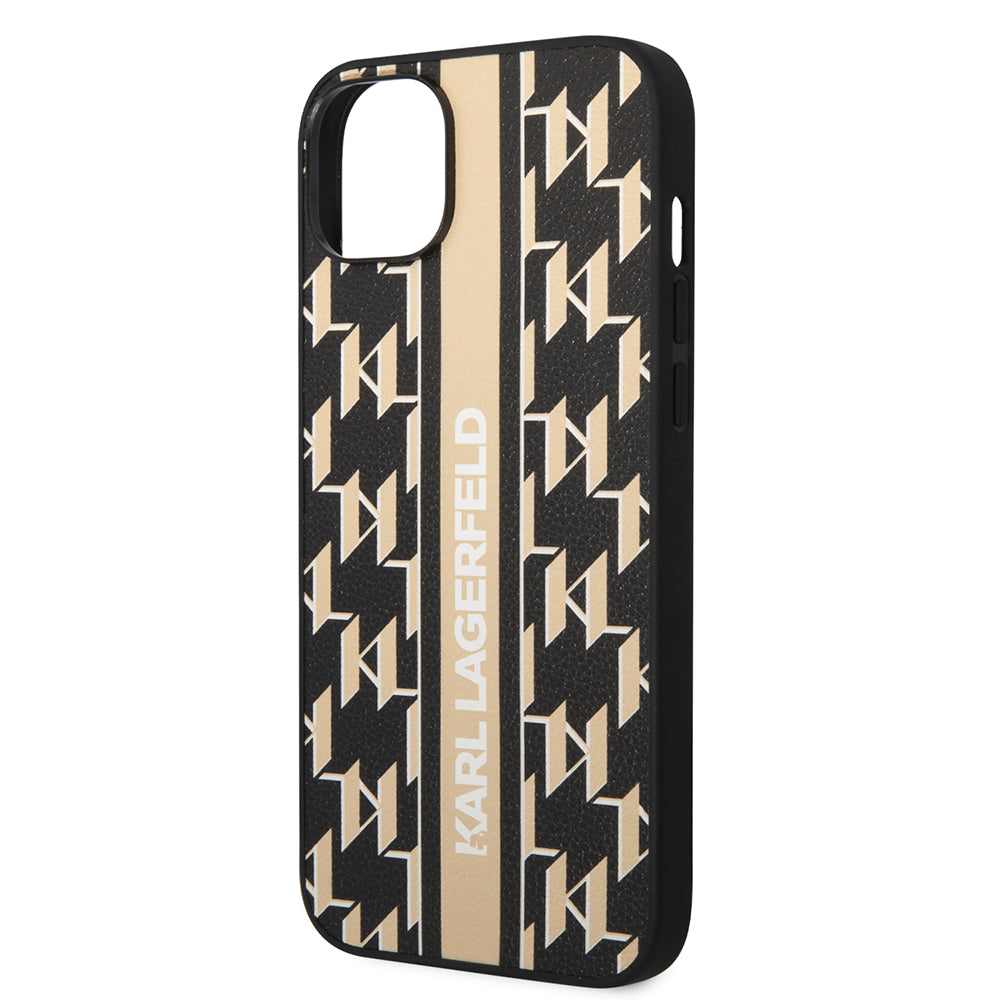 Puzdro pre Apple iPhone 14 Plus, Karl Lagerfeld, Monogram Stripe, Hnedá