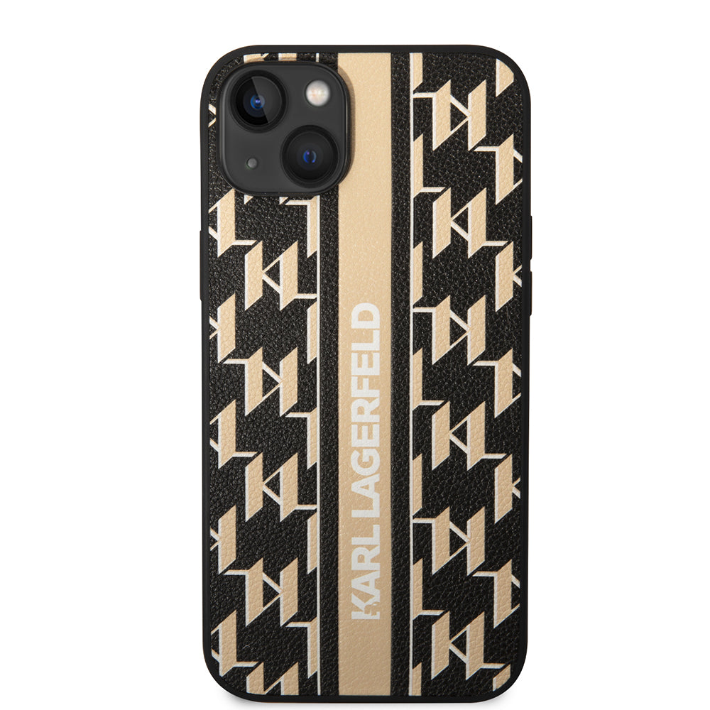 Puzdro pre Apple iPhone 14 Plus, Karl Lagerfeld, Monogram Stripe, Hnedá