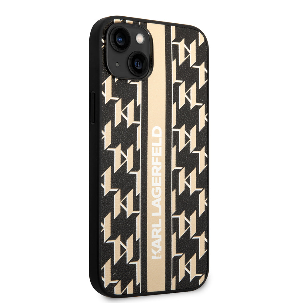 Puzdro pre Apple iPhone 14 Plus, Karl Lagerfeld, Monogram Stripe, Hnedá