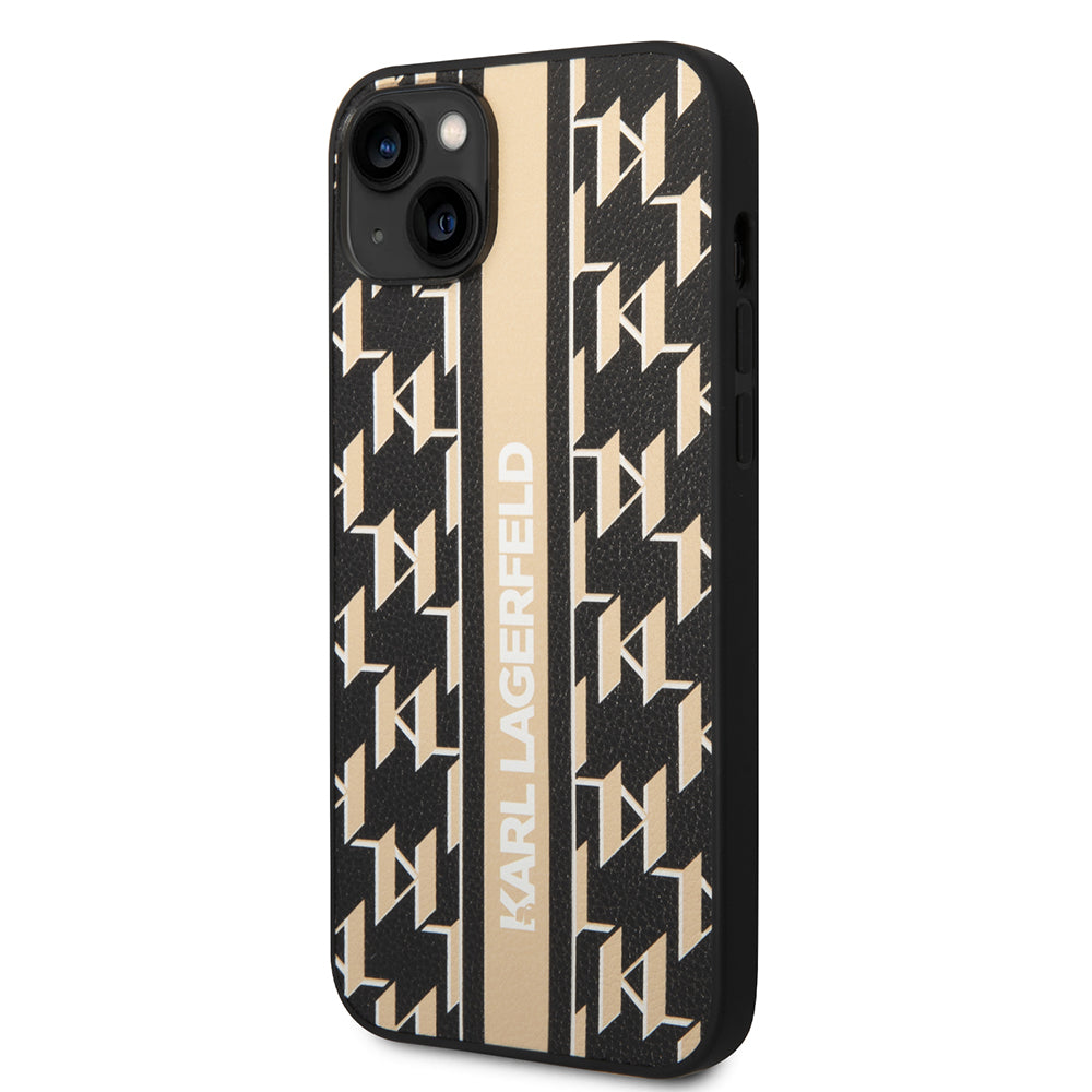 Puzdro pre Apple iPhone 14 Plus, Karl Lagerfeld, Monogram Stripe, Hnedá