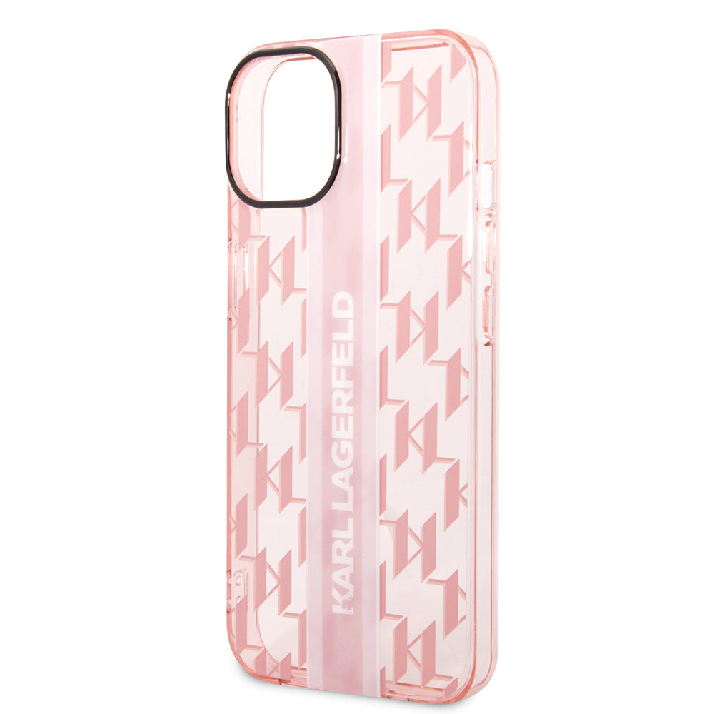 Puzdro pre Apple iPhone 14 Plus, Karl Lagerfeld, Monogram Stripe, Ružová