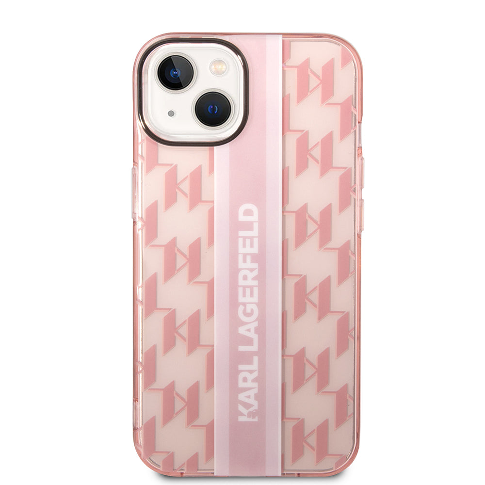 Puzdro pre Apple iPhone 14 Plus, Karl Lagerfeld, Monogram Stripe, Ružová