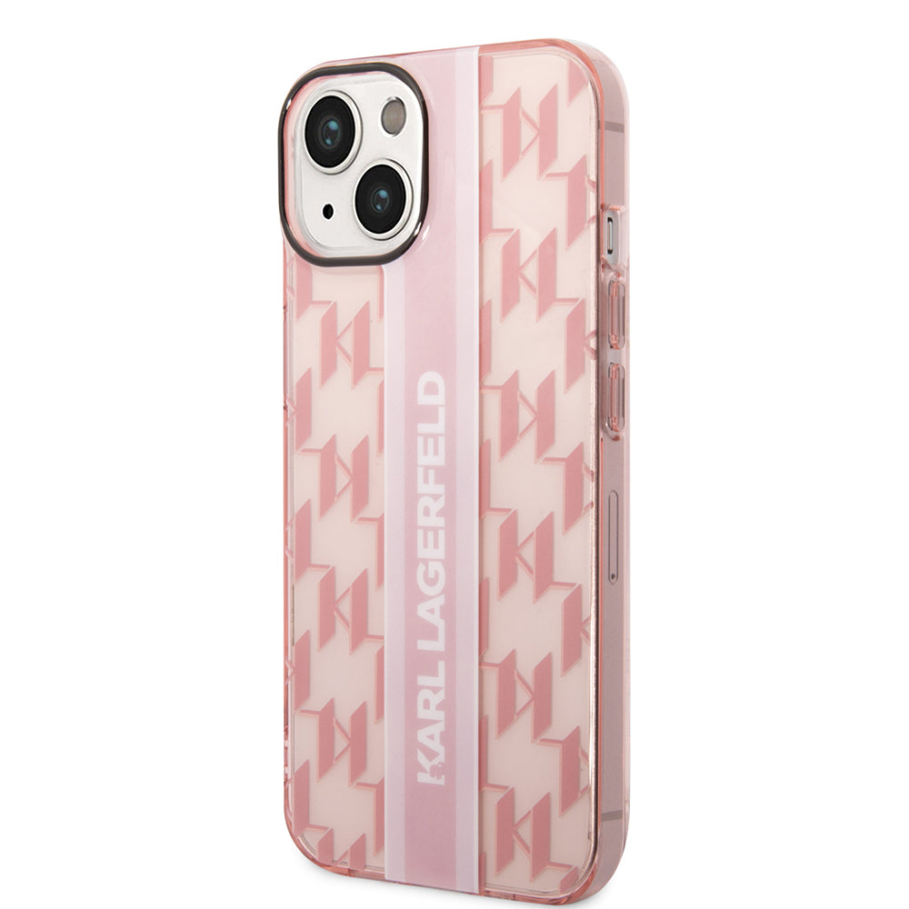 Puzdro pre Apple iPhone 14 Plus, Karl Lagerfeld, Monogram Stripe, Ružová