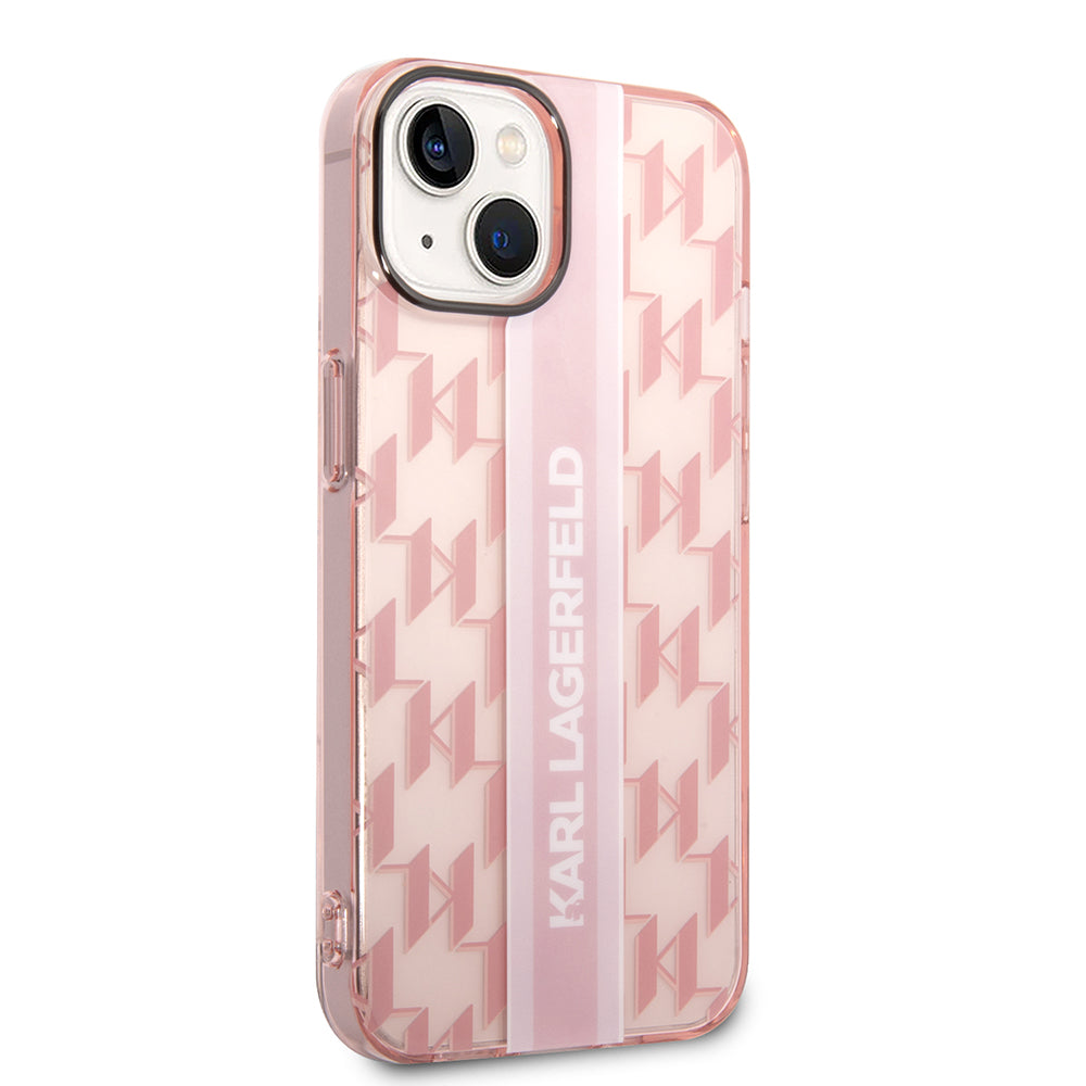 Puzdro pre Apple iPhone 14 Plus, Karl Lagerfeld, Monogram Stripe, Ružová