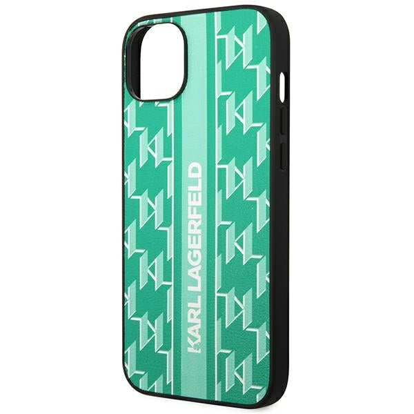 Puzdro pre Apple iPhone 14 Plus, Karl Lagerfeld, Monogram Stripe, Zelená