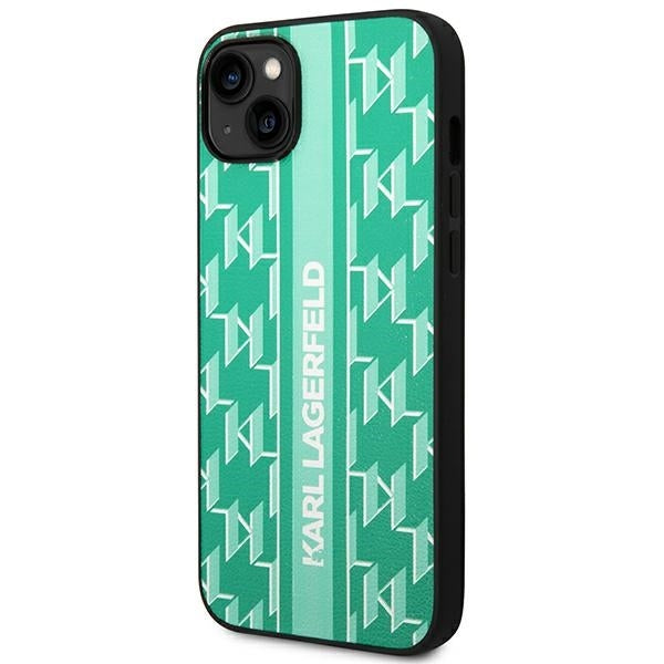 Puzdro pre Apple iPhone 14 Plus, Karl Lagerfeld, Monogram Stripe, Zelená