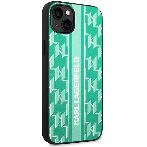 Puzdro pre Apple iPhone 14 Plus, Karl Lagerfeld, Monogram Stripe, Zelená
