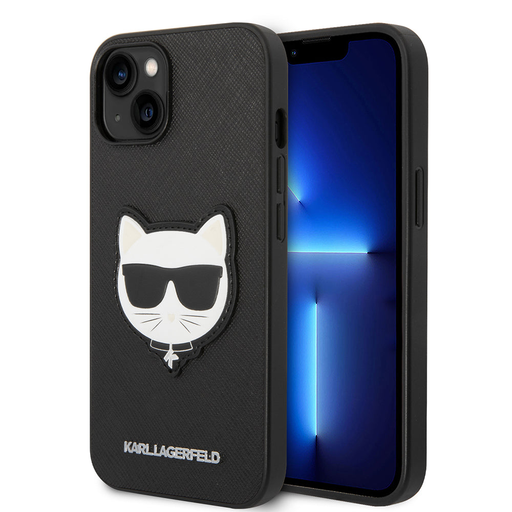Puzdro pre Apple iPhone 14 Plus, Karl Lagerfeld, Saffiano Choupette's Head, Čierne