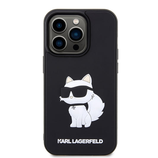 Puzdro pre Apple iPhone 14 Pro, Karl Lagerfeld, 3D Rubber Choupette, Čierne