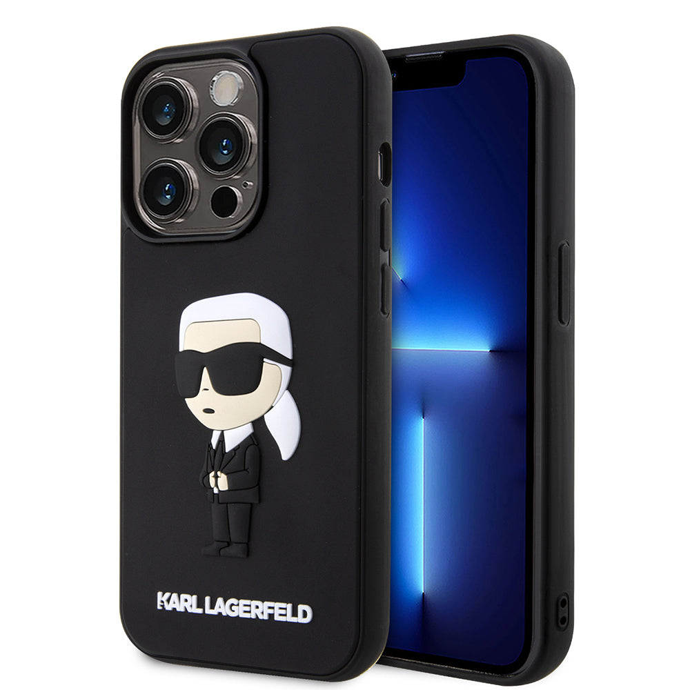 Puzdro pre Apple iPhone 14 Pro, Karl Lagerfeld, 3D Rubber Ikonik Karl, Čierne