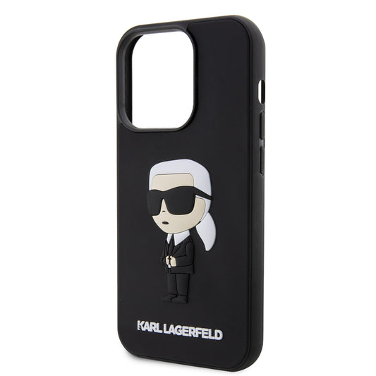 Puzdro pre Apple iPhone 14 Pro, Karl Lagerfeld, 3D Rubber Ikonik Karl, Čierne