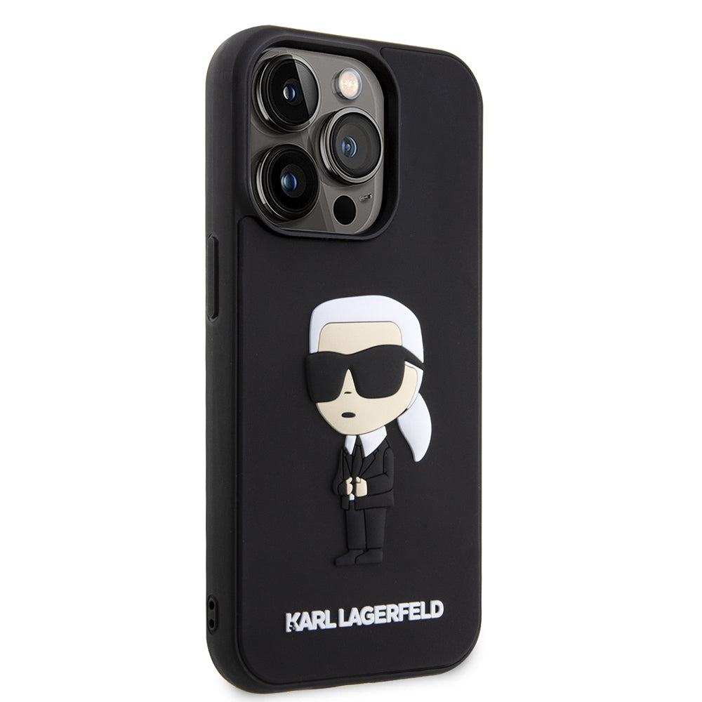 Puzdro pre Apple iPhone 14 Pro, Karl Lagerfeld, 3D Rubber Ikonik Karl, Čierne