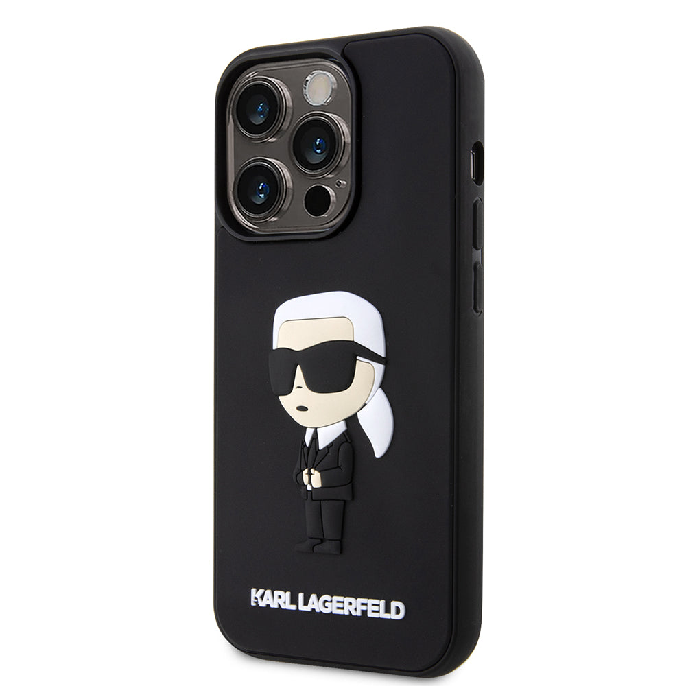 Puzdro pre Apple iPhone 14 Pro, Karl Lagerfeld, 3D Rubber Ikonik Karl, Čierne