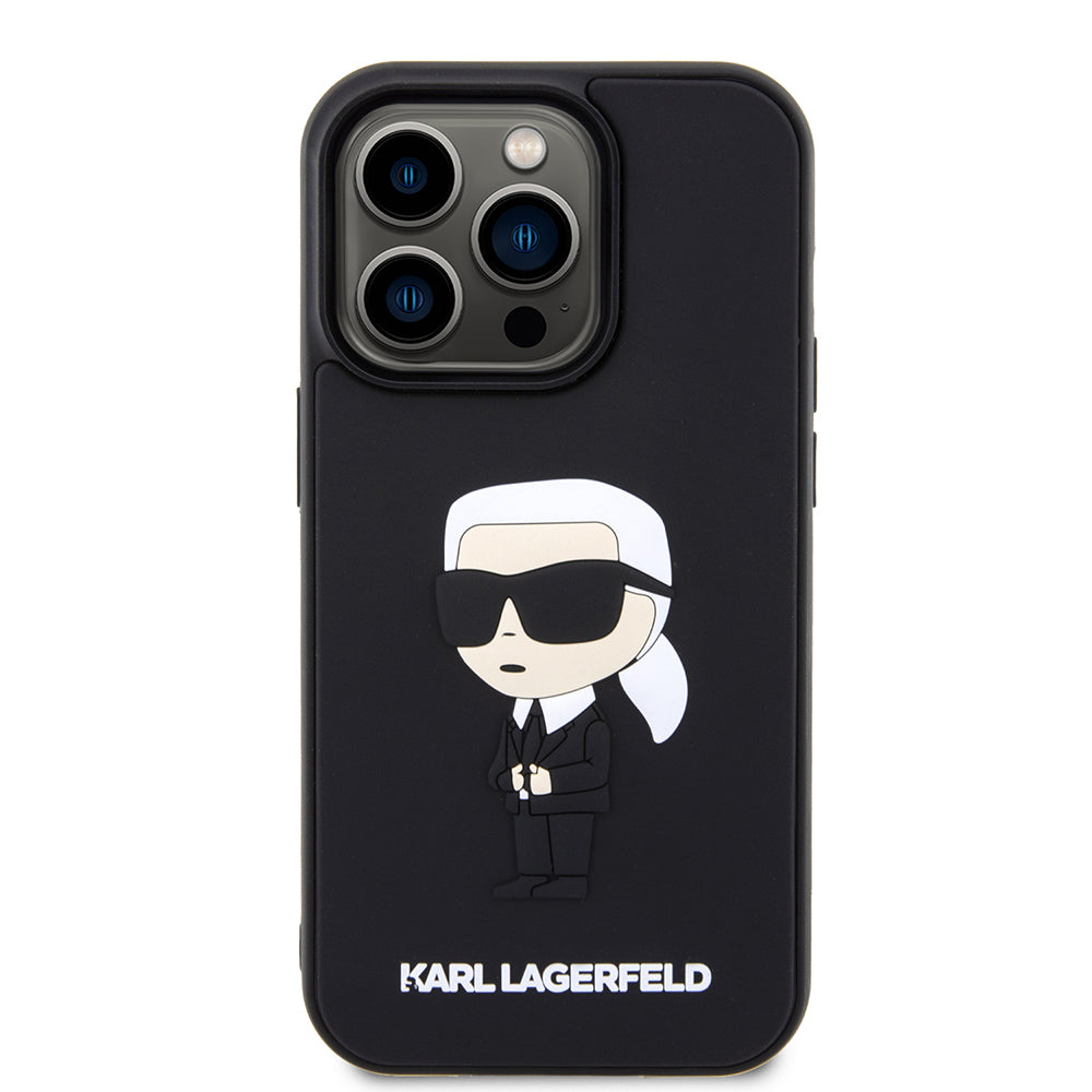 Puzdro pre Apple iPhone 14 Pro, Karl Lagerfeld, 3D Rubber Ikonik Karl, Čierne
