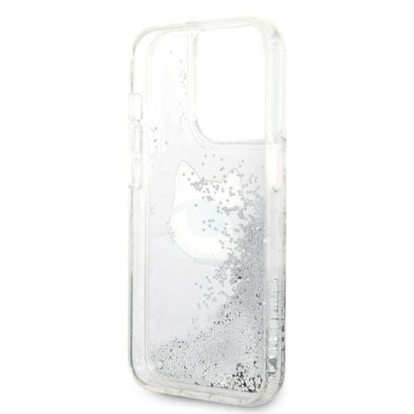 Puzdro pre Apple iPhone 14 Pro, Karl Lagerfeld, Glitter Choupette's Head, Strieborné