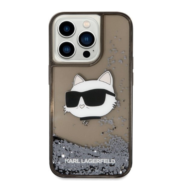 Puzdro pre Apple iPhone 14 Pro, Karl Lagerfeld, Glitter Choupette's Head, Čierne