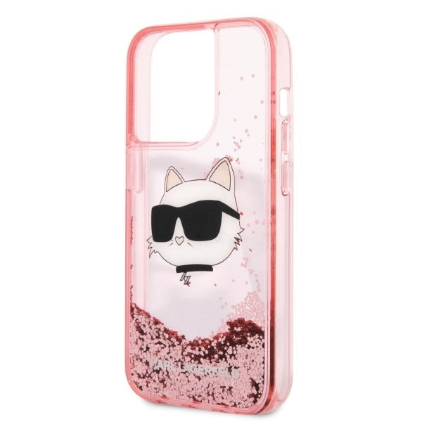Puzdro pre Apple iPhone 14 Pro, Karl Lagerfeld, Glitter Choupette's Head, Ružová