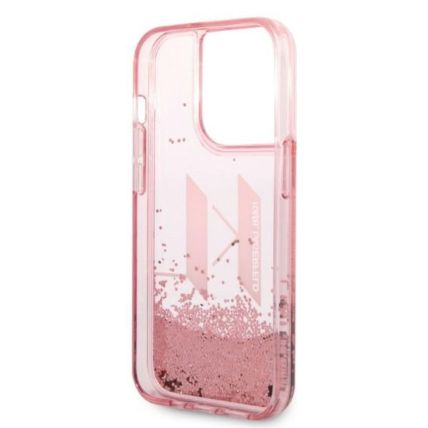 Puzdro pre Apple iPhone 14 Pro, Karl Lagerfeld, Glitter Liquid Big KL, Ružová