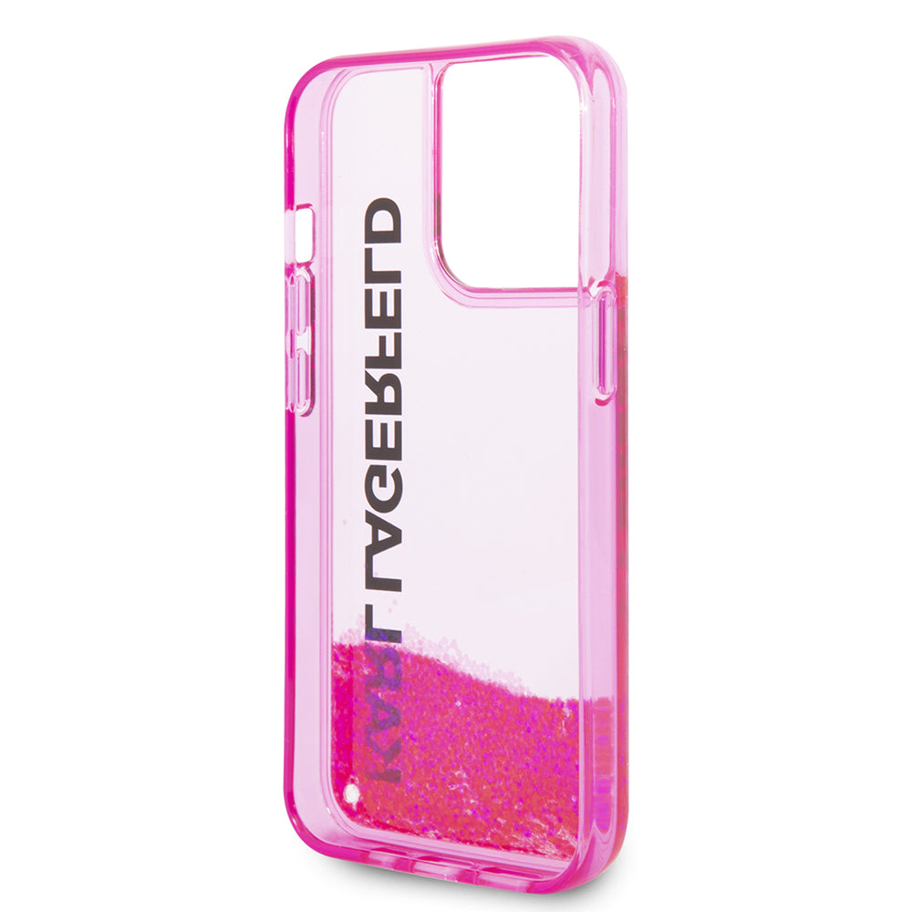 Puzdro pre Apple iPhone 14 Pro, Karl Lagerfeld, Liquid Glitter KL Logo, Ružové