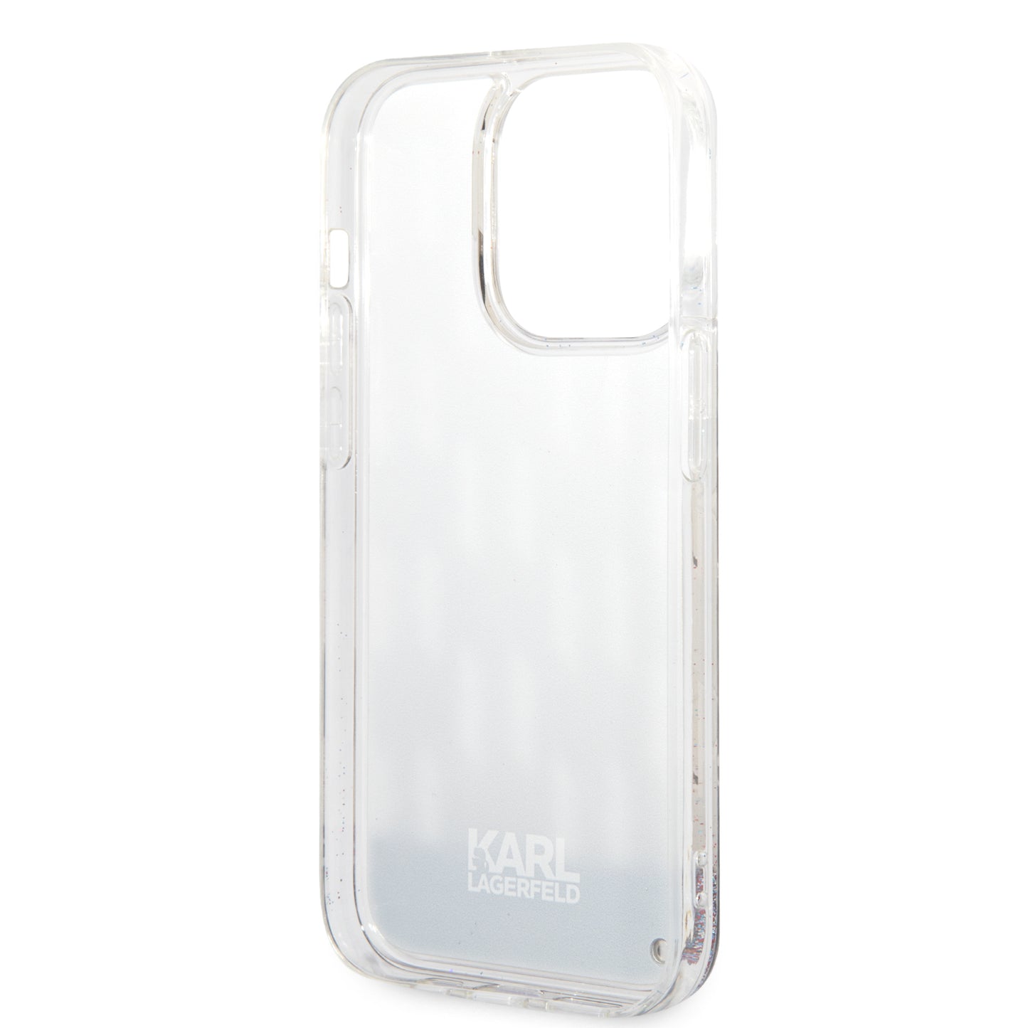 Puzdro pre Apple iPhone 14 Pro, Karl Lagerfeld, Liquid Glitter Monogram, Strieborné