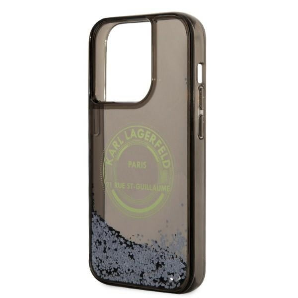 Puzdro pre Apple iPhone 14 Pro, Karl Lagerfeld, Liquid Glitter RSG, Čierne