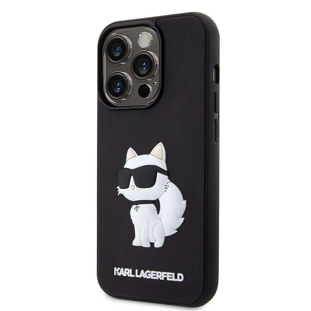 Puzdro pre Apple iPhone 14 Pro Max, Karl Lagerfeld, 3D Rubber Choupette, Čierne