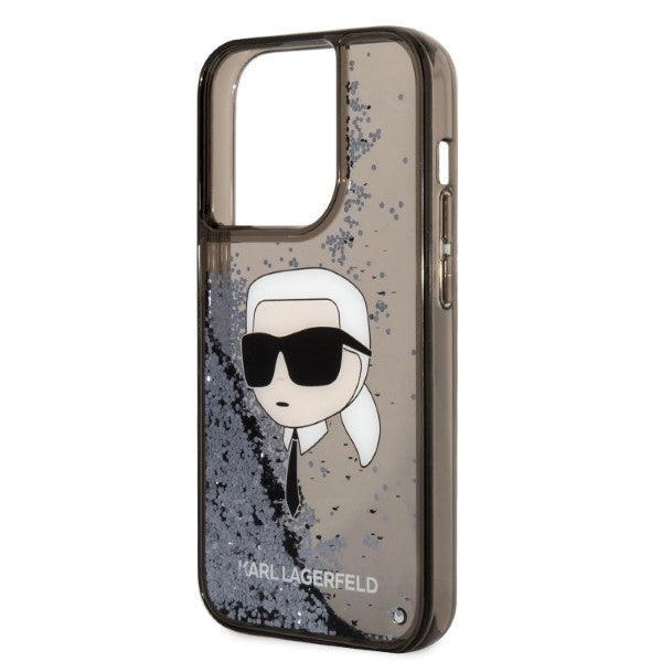 Puzdro pre Apple iPhone 14 Pro Max, Karl Lagerfeld, Glitter Karl's Head, Čierne