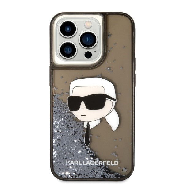 Puzdro pre Apple iPhone 14 Pro Max, Karl Lagerfeld, Glitter Karl's Head, Čierne