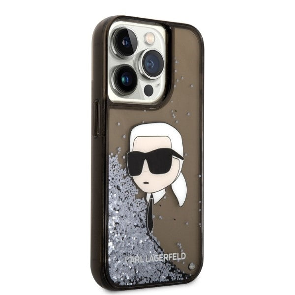 Puzdro pre Apple iPhone 14 Pro Max, Karl Lagerfeld, Glitter Karl's Head, Čierne