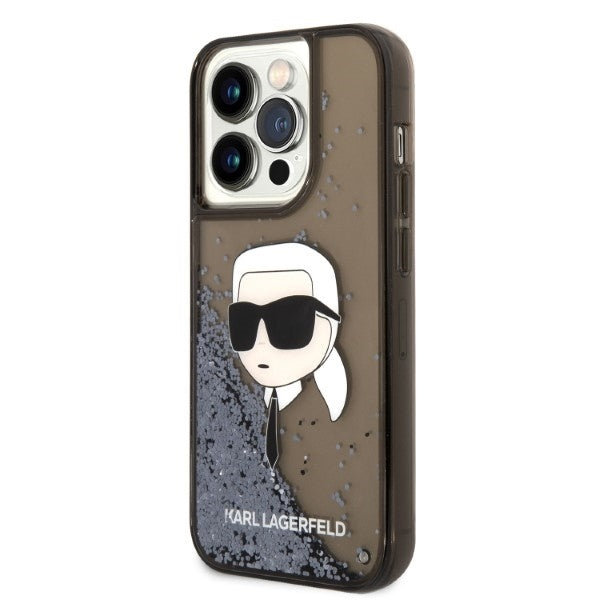 Puzdro pre Apple iPhone 14 Pro Max, Karl Lagerfeld, Glitter Karl's Head, Čierne