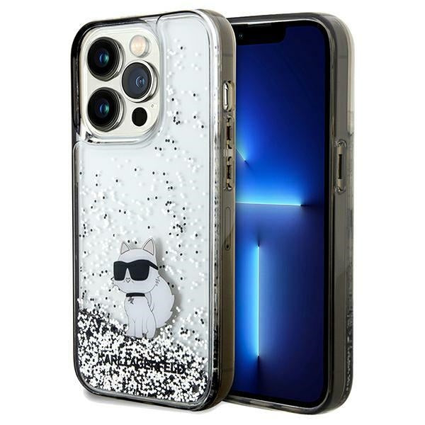 Puzdro pre Apple iPhone 14 Pro Max, Karl Lagerfeld, Liquid Glitter Choupette, Transparentné