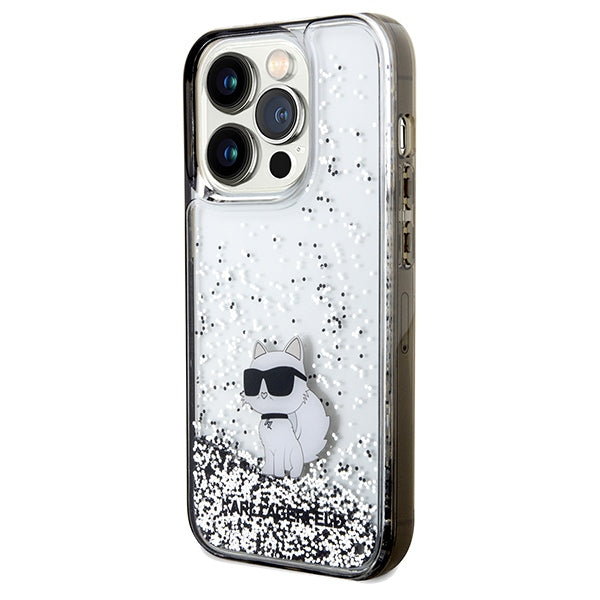Puzdro pre Apple iPhone 14 Pro Max, Karl Lagerfeld, Liquid Glitter Choupette, Transparentné