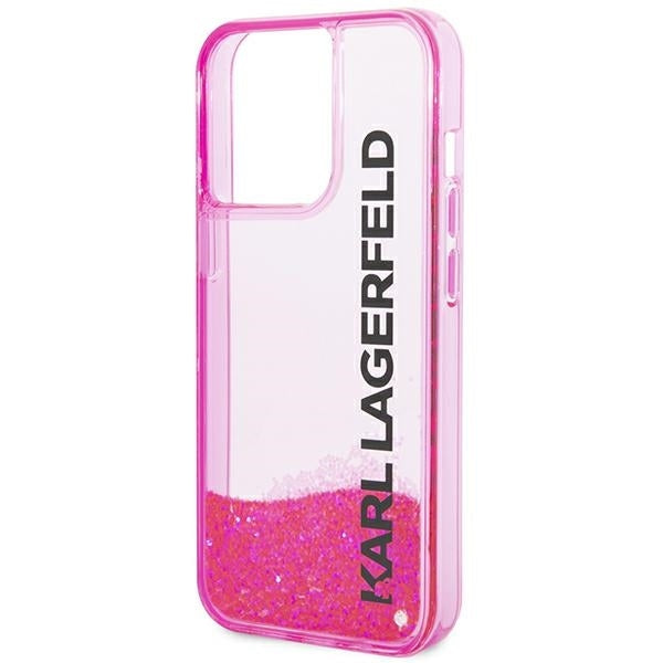 Puzdro pre Apple iPhone 14 Pro Max, Karl Lagerfeld, Liquid Glitter KL Logo, Ružové