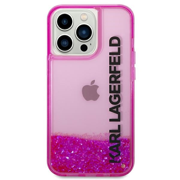 Puzdro pre Apple iPhone 14 Pro Max, Karl Lagerfeld, Liquid Glitter KL Logo, Ružové