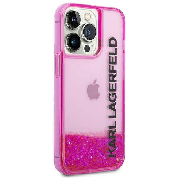 Puzdro pre Apple iPhone 14 Pro Max, Karl Lagerfeld, Liquid Glitter KL Logo, Ružové