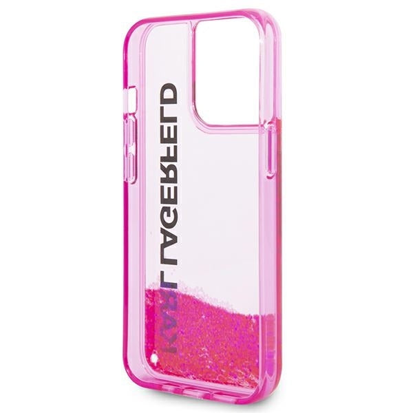 Puzdro pre Apple iPhone 14 Pro Max, Karl Lagerfeld, Liquid Glitter KL Logo, Ružové