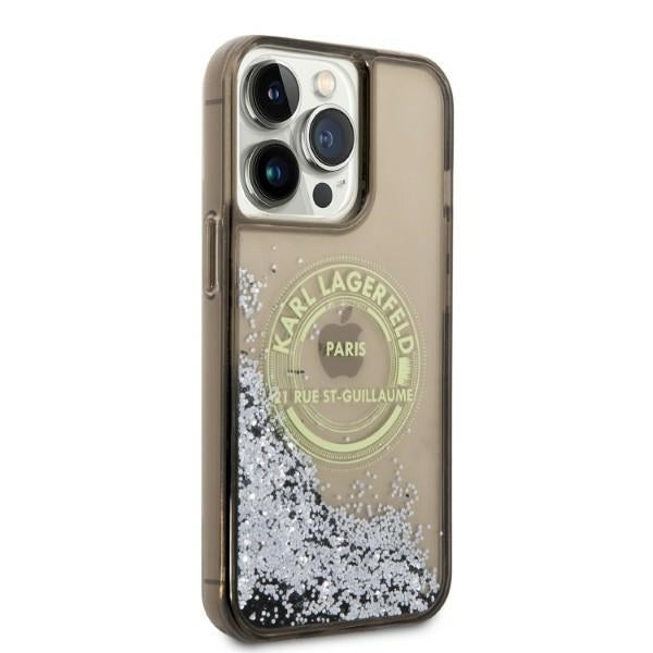 Puzdro pre Apple iPhone 14 Pro Max, Karl Lagerfeld, Liquid Glitter RSG, Čierne