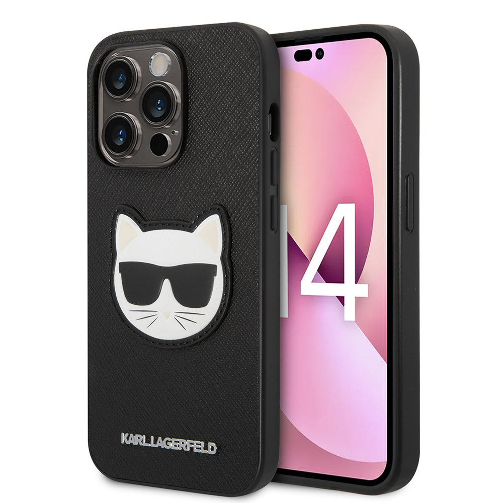 Puzdro pre Apple iPhone 14 Pro Max, Karl Lagerfeld, Saffiano Choupette's Head, Čierne