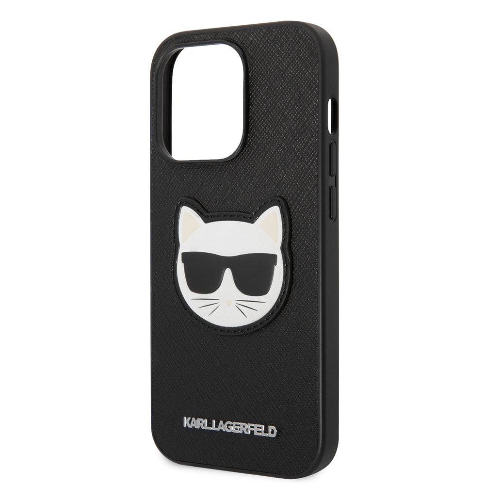 Puzdro pre Apple iPhone 14 Pro Max, Karl Lagerfeld, Saffiano Choupette's Head, Čierne