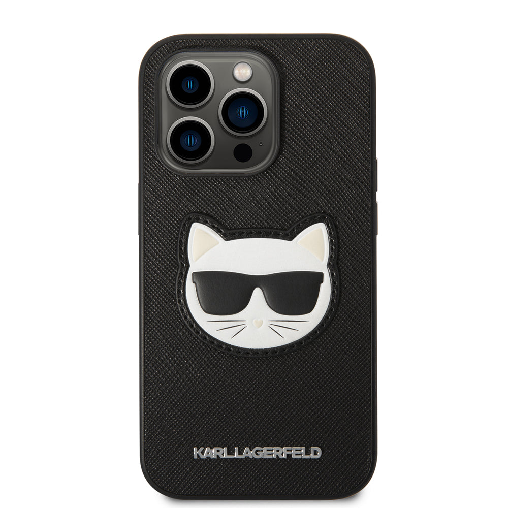 Puzdro pre Apple iPhone 14 Pro Max, Karl Lagerfeld, Saffiano Choupette's Head, Čierne