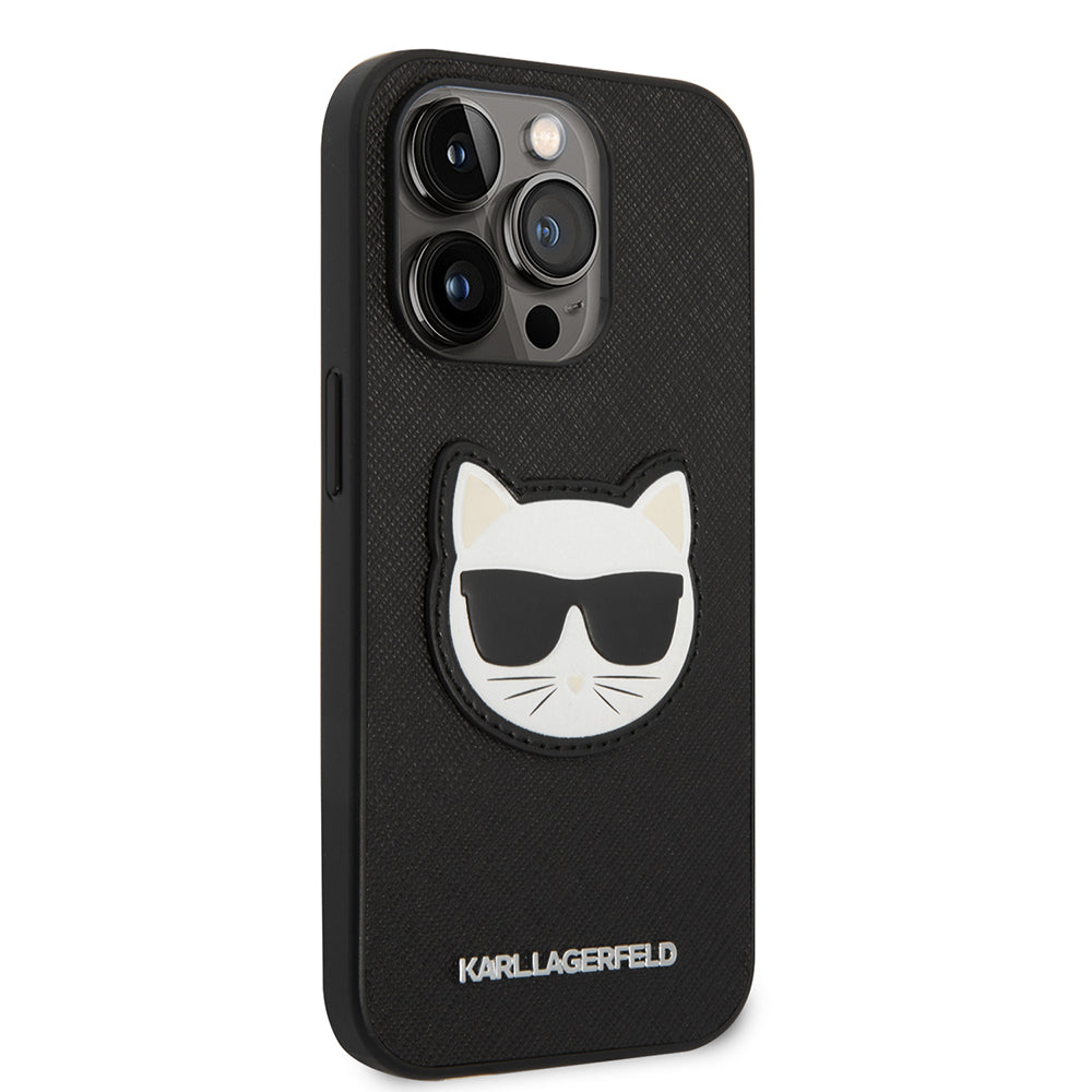 Puzdro pre Apple iPhone 14 Pro Max, Karl Lagerfeld, Saffiano Choupette's Head, Čierne